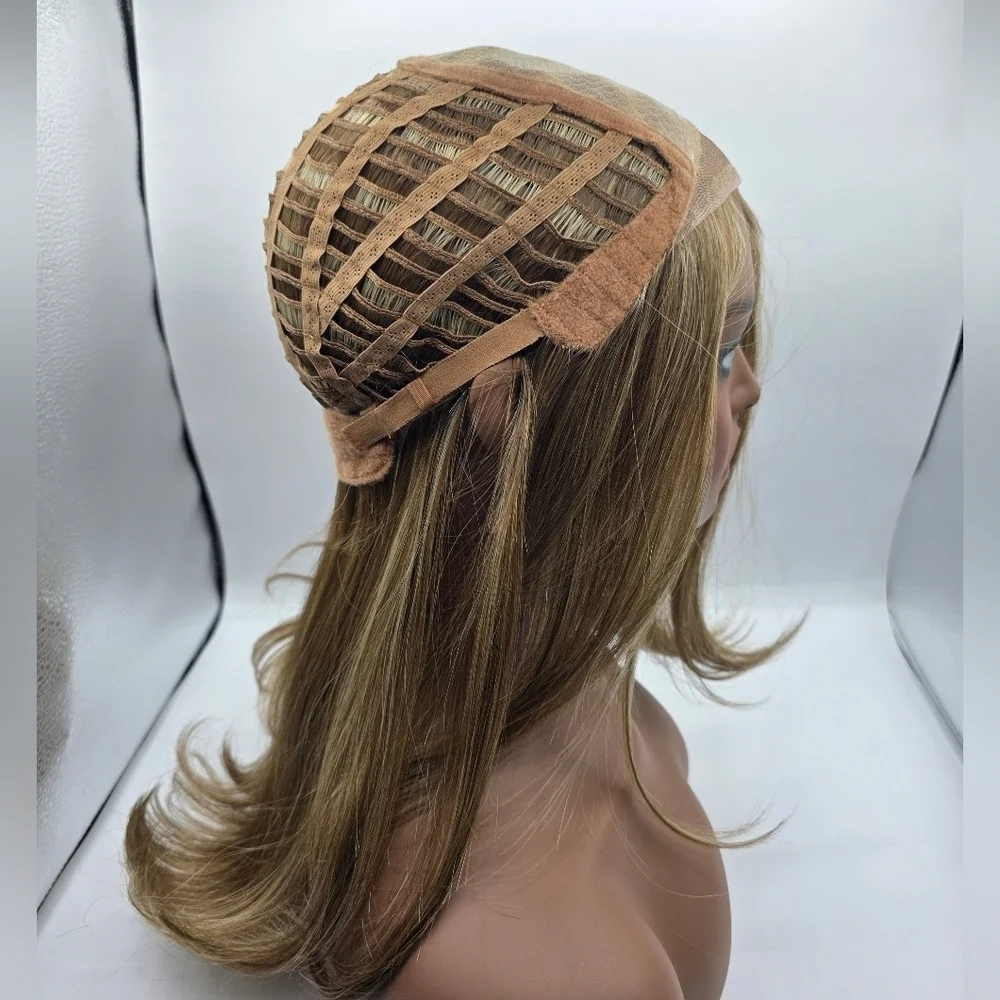 Nels Wigs Kay Light Brunette & Blonde Highlights Monofilament Wig - Picture 13 of 15